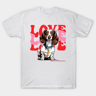 Valentine Long Hair Piebald Dachshund T-Shirt